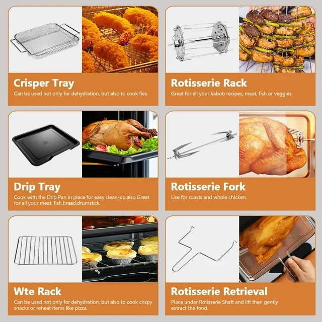 WHALL Toaster Oven, 12QT Air Fryer Oven with 12 Pre-set Cooking Menus, Clear Viewing Window