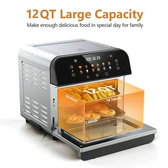 WHALL Toaster Oven, 12QT Air Fryer Oven with 12 Pre-set Cooking Menus, Clear Viewing Window