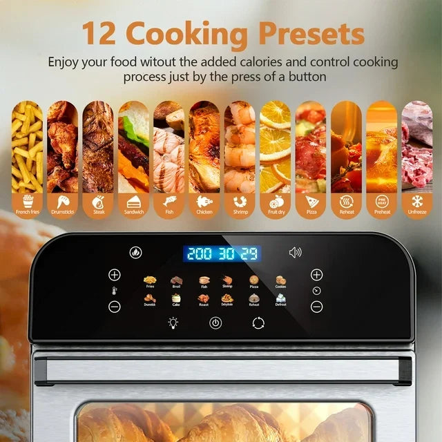 WHALL Toaster Oven, 12QT Air Fryer Oven with 12 Pre-set Cooking Menus, Clear Viewing Window