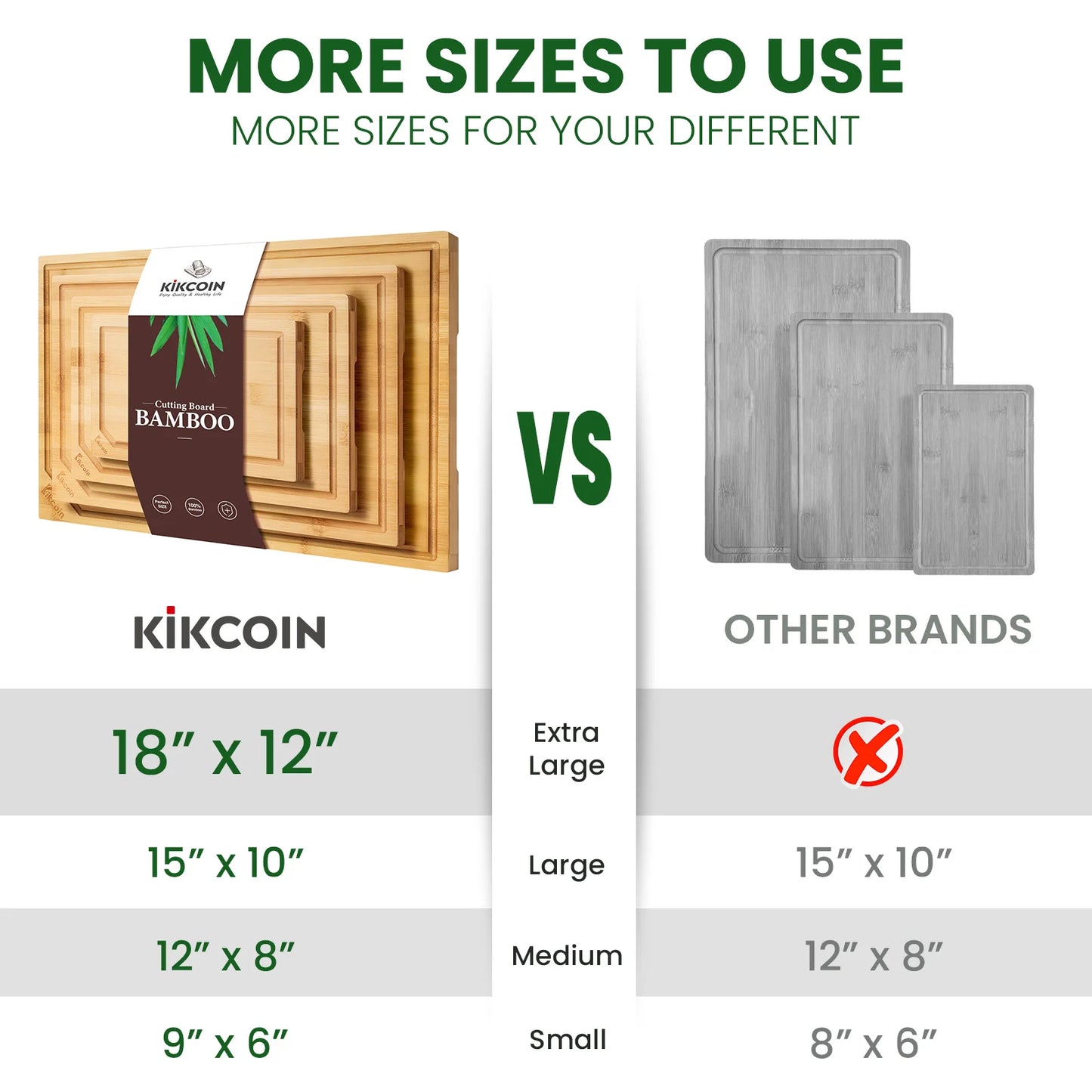 4-piece extra large kitchen bamboo cutting board set, heavy duty cutting board, inner handle design.
