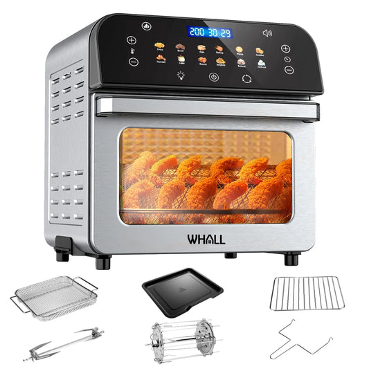 WHALL Toaster Oven, 12QT Air Fryer Oven with 12 Pre-set Cooking Menus, Clear Viewing Window
