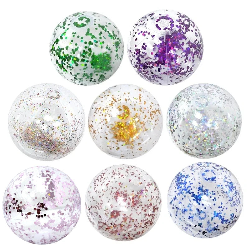 40CM Glitter Inflatable Beach Ball Transparent PVC Sparkle Water Toy 7 Colors Trendy Summer Beach Pool Party Outdoor