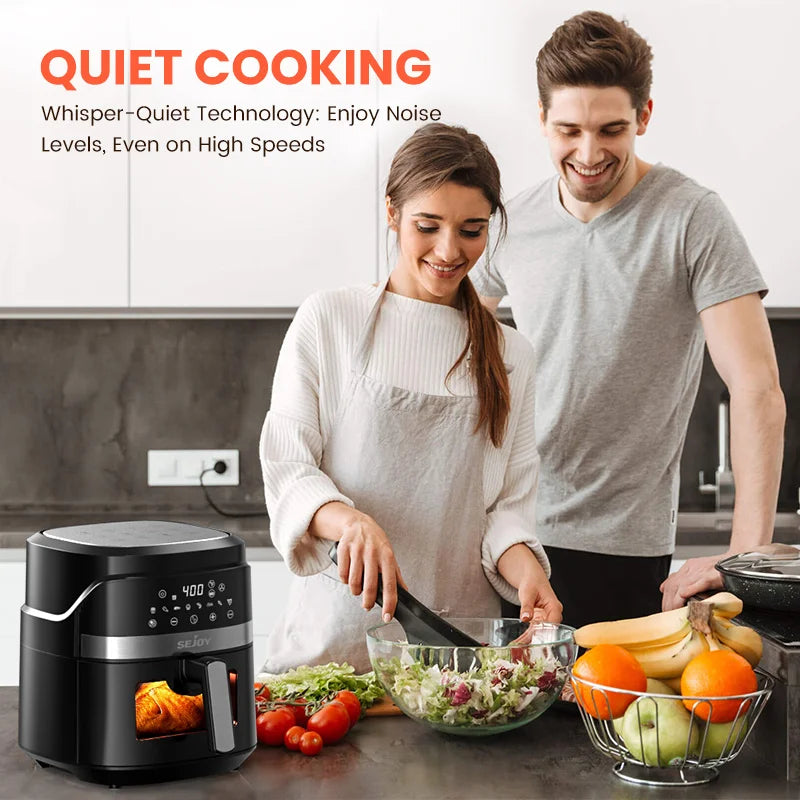SEJOY 6 Quart Air Fryer Touch Control Toaster Oven Combo Digital Display with 8 Cooking Presets Oil less Cooker