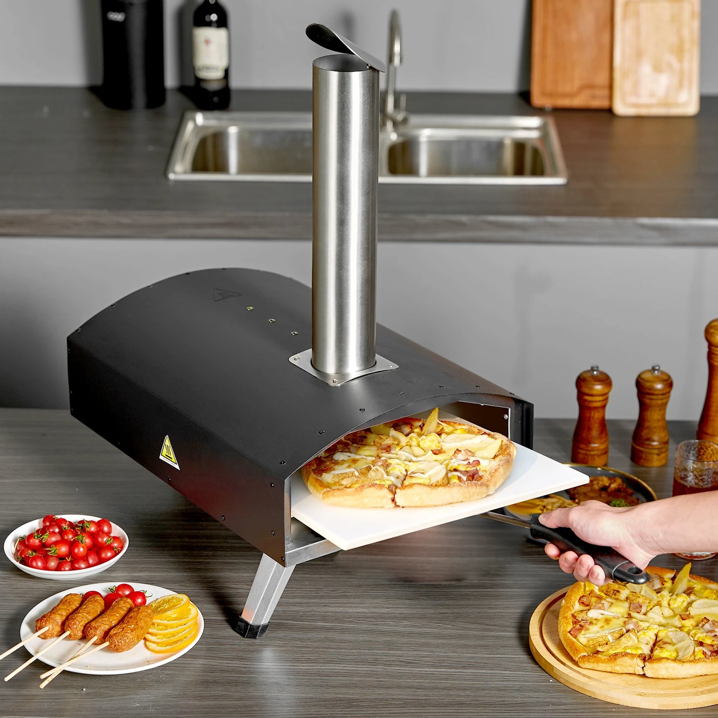 Outdoor Oven Charcoal Stainless Steel Grill&Pizza