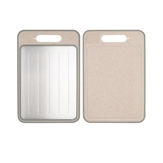 Double-Sided Cutting Board Stainless Steel and Wheat Straw Chopping Board Non-Slip