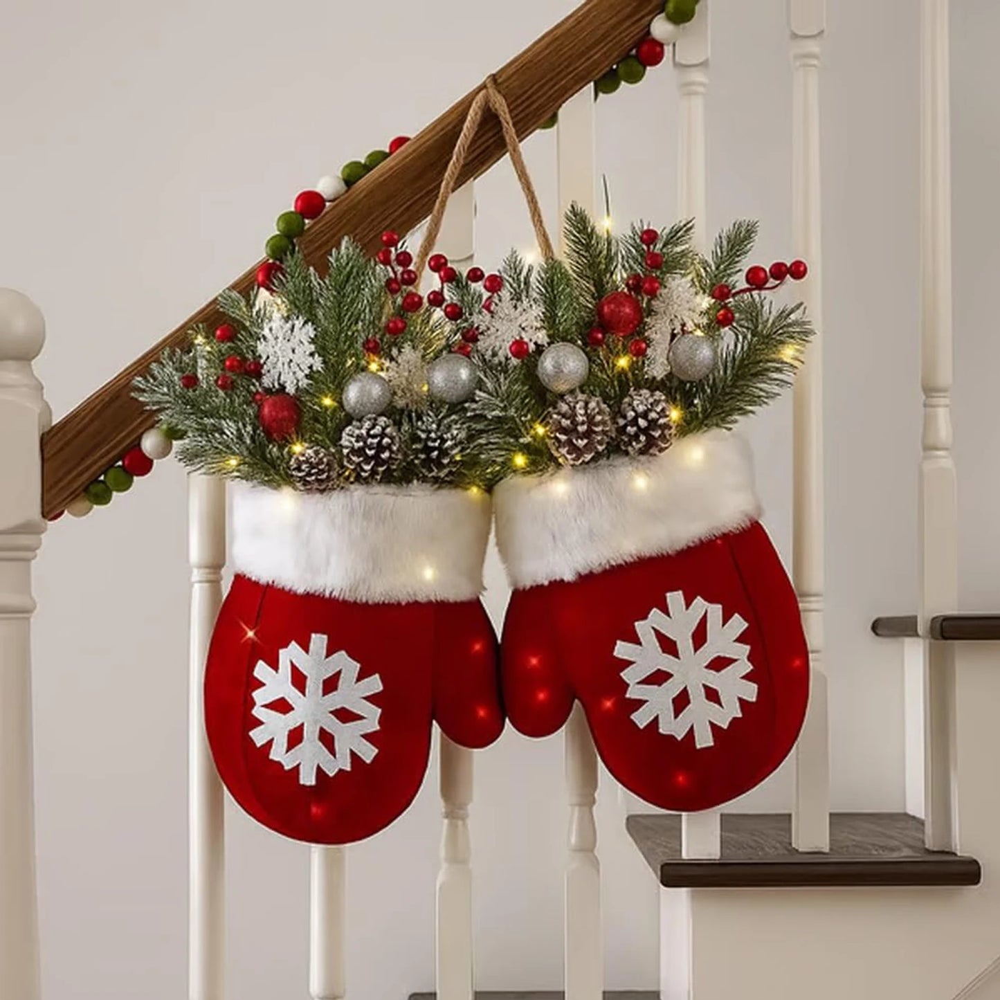 2025 Christmas Garland Creative Glove Shaped Door & Gate Decoration