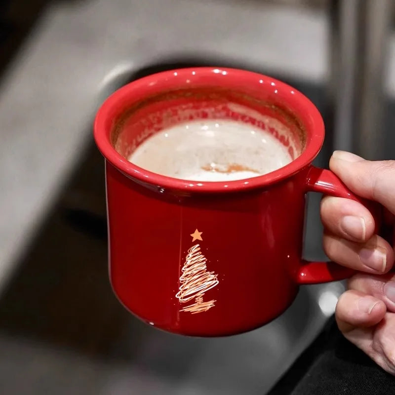 Big Red Christmas Ceramic Mug for Holiday Gifts