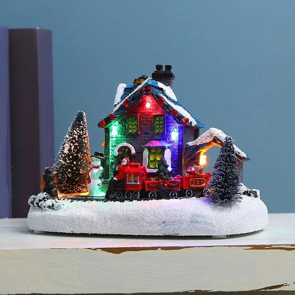 Christmas House Village Farmhouse Light Up LED Snow Buildings Santa