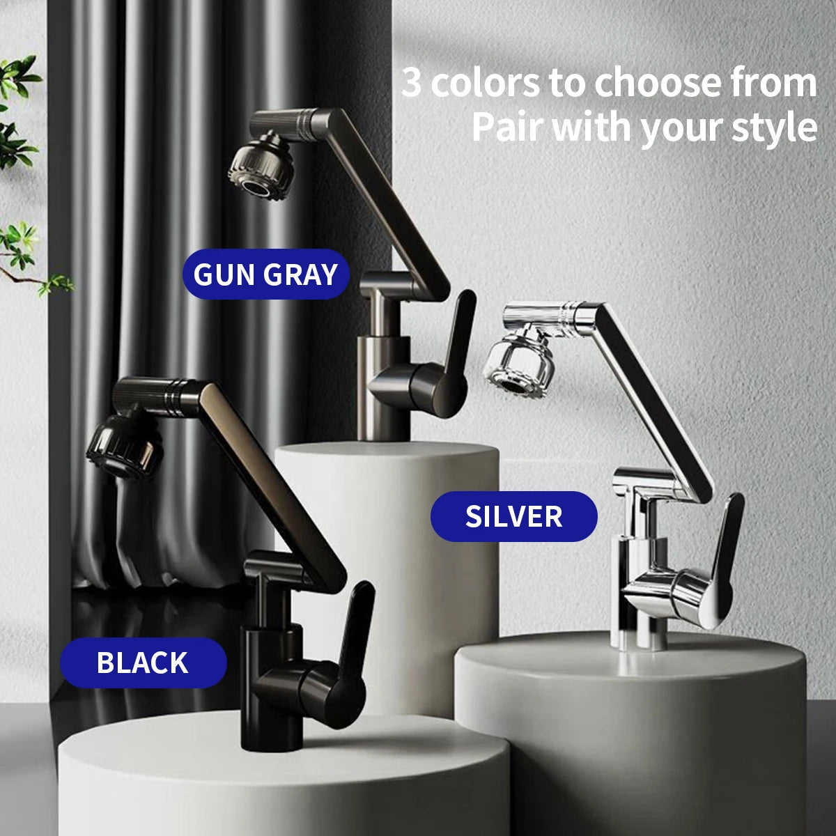 ABS Modern 360 Degree Swivel Kitchen Robotic Arm Faucet with Soft Bubble/shower Dual Mode Flexible Adjustment