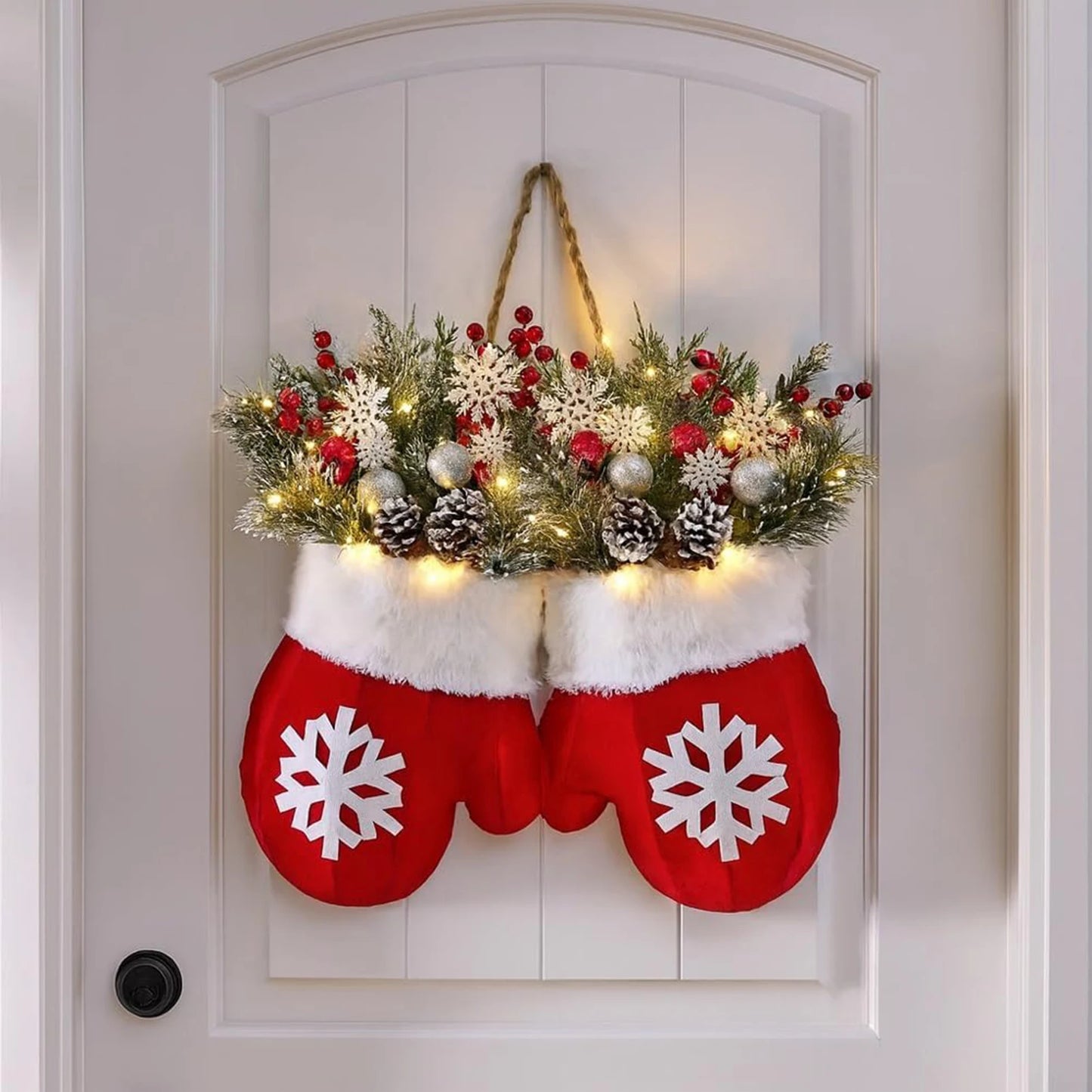 2025 Christmas Garland Creative Glove Shaped Door & Gate Decoration