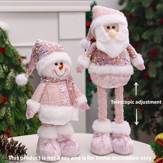 New Enchanting Pink Adjustable-height Snowman Santa Claus and Reindeer Christmas Holiday, Home and Office Decorations