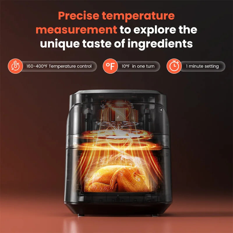 SEJOY 6 Quart Air Fryer Touch Control Toaster Oven Combo Digital Display with 8 Cooking Presets Oil less Cooker