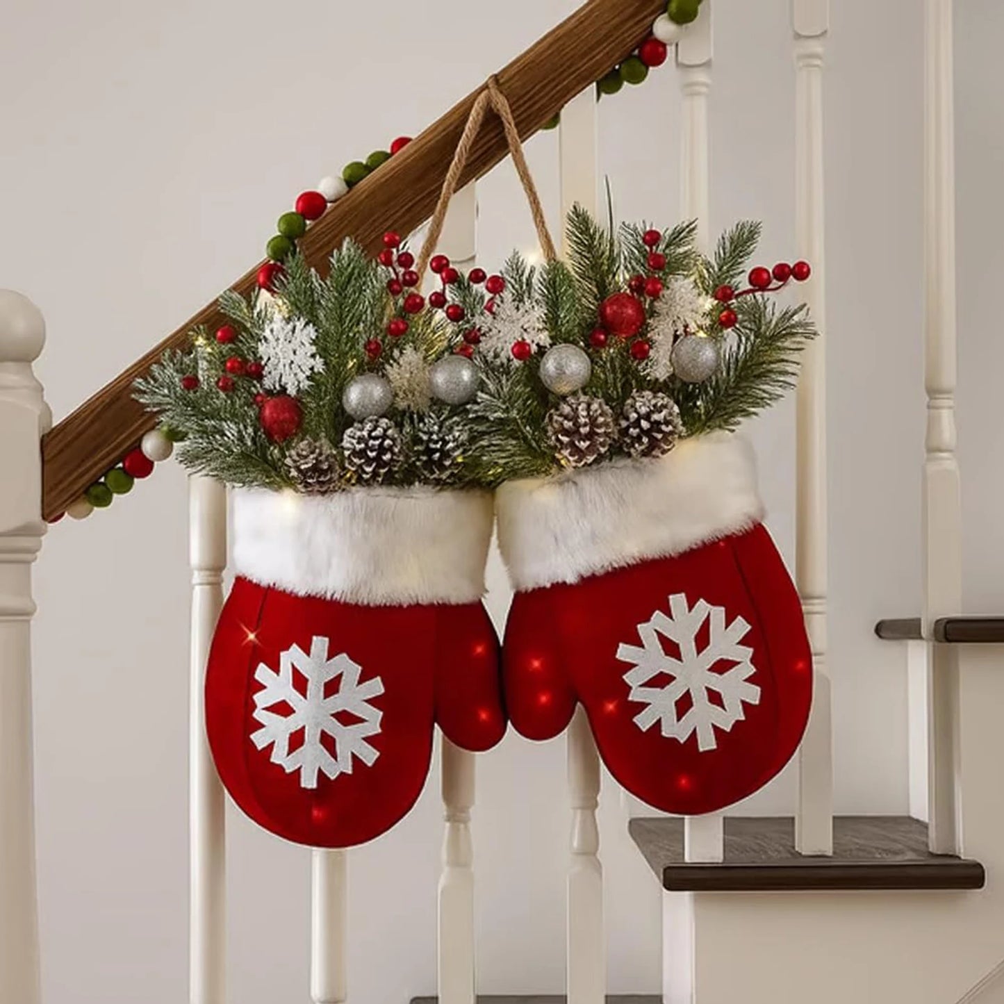 2025 Christmas Garland Creative Glove Shaped Door & Gate Decoration