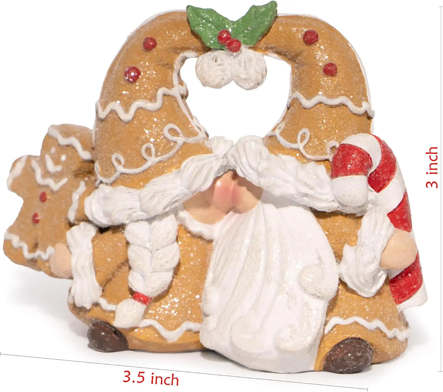 Christmas Gingerbread Gnome Decoration, Elf Figurines Winter Decor