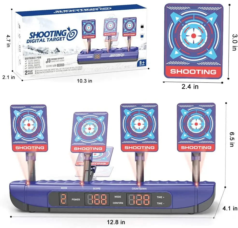 For Nerf Guns Bullets Shooting Target 4 Modes Digital Scoring Auto Reset Target Kid Shooting Game Toys for Kids 2 To 4 Years Old
