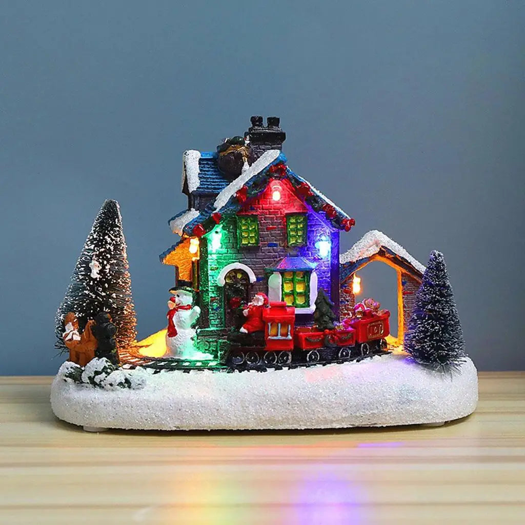 Christmas House Village Farmhouse Light Up LED Snow Buildings Santa