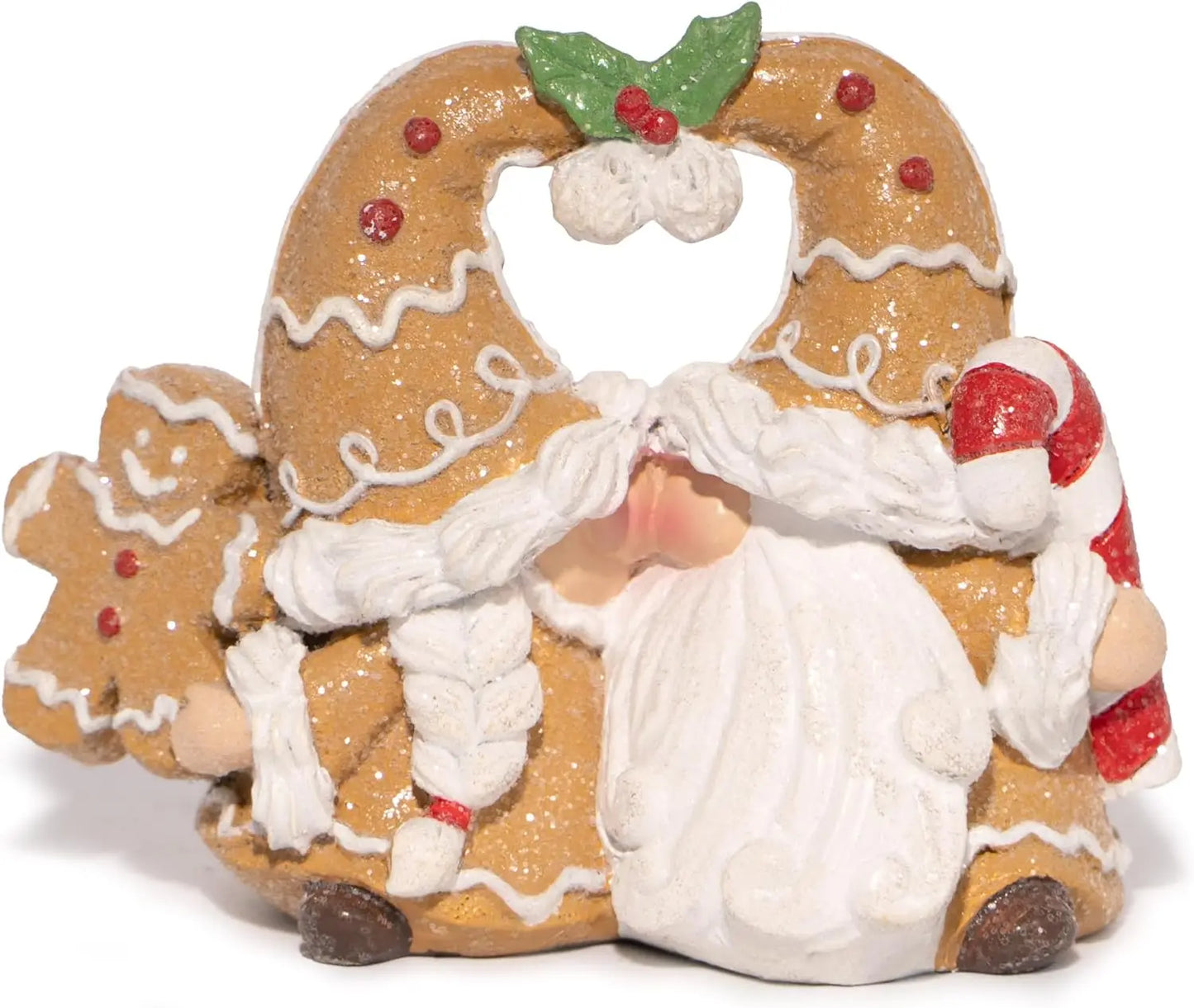 Christmas Gingerbread Gnome Decoration, Elf Figurines Winter Decor