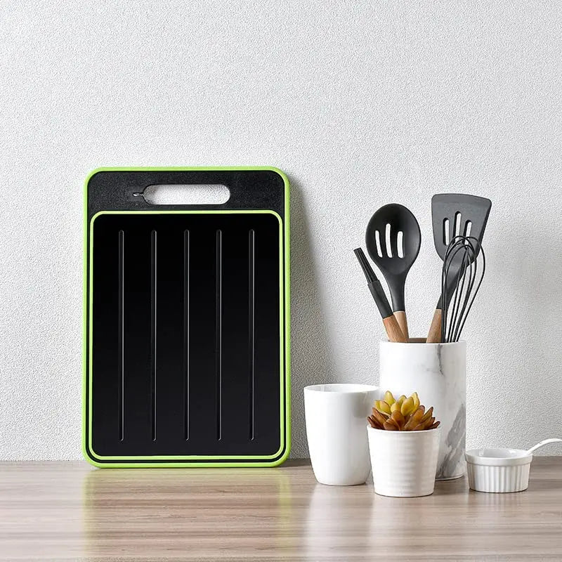 Double-Sided Cutting Board Stainless Steel and Wheat Straw Chopping Board Non-Slip