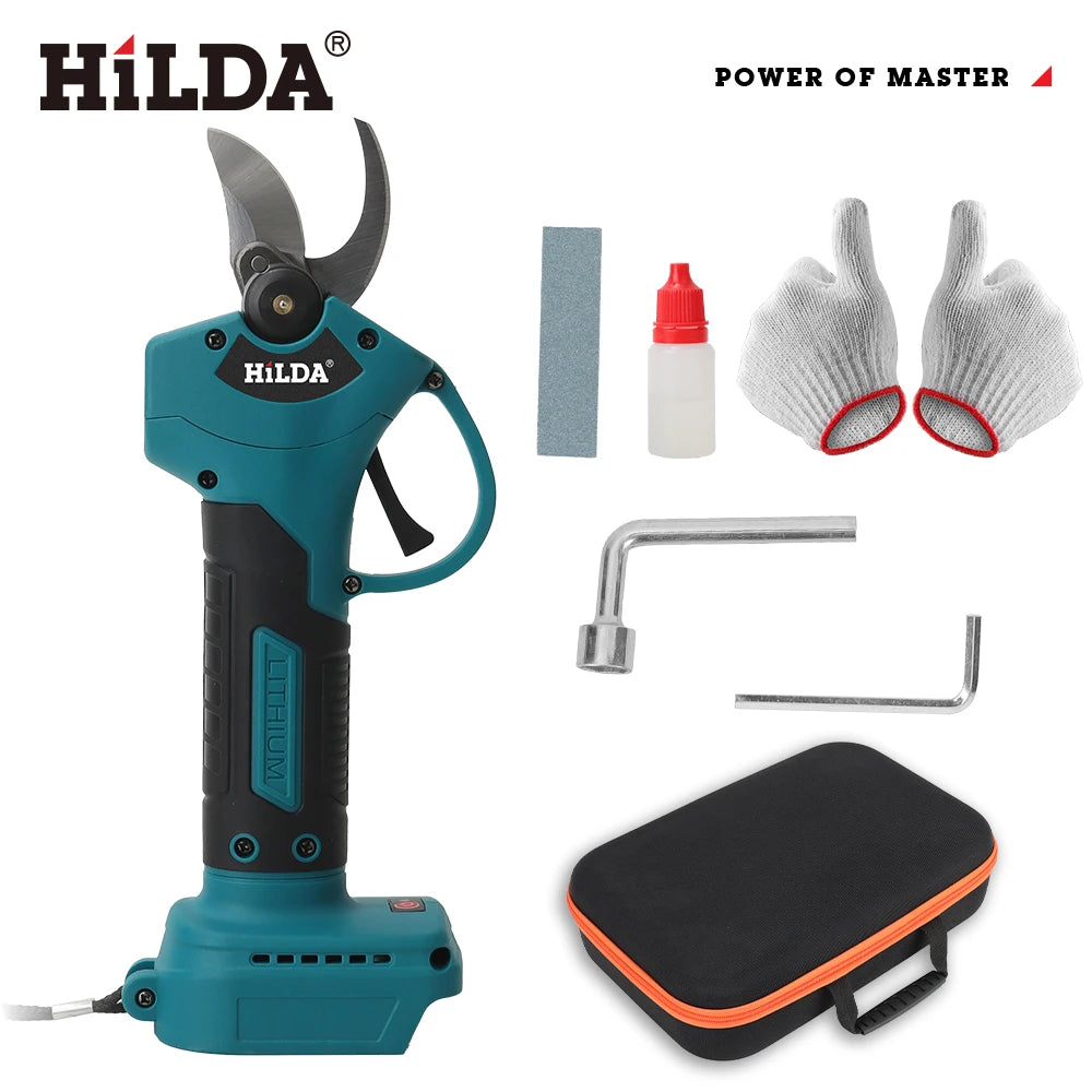 HILDA Brushless Electric Pruning Shears, 500W Pruner Cordless Electric Garden Scissors Fruit Tree Cutter