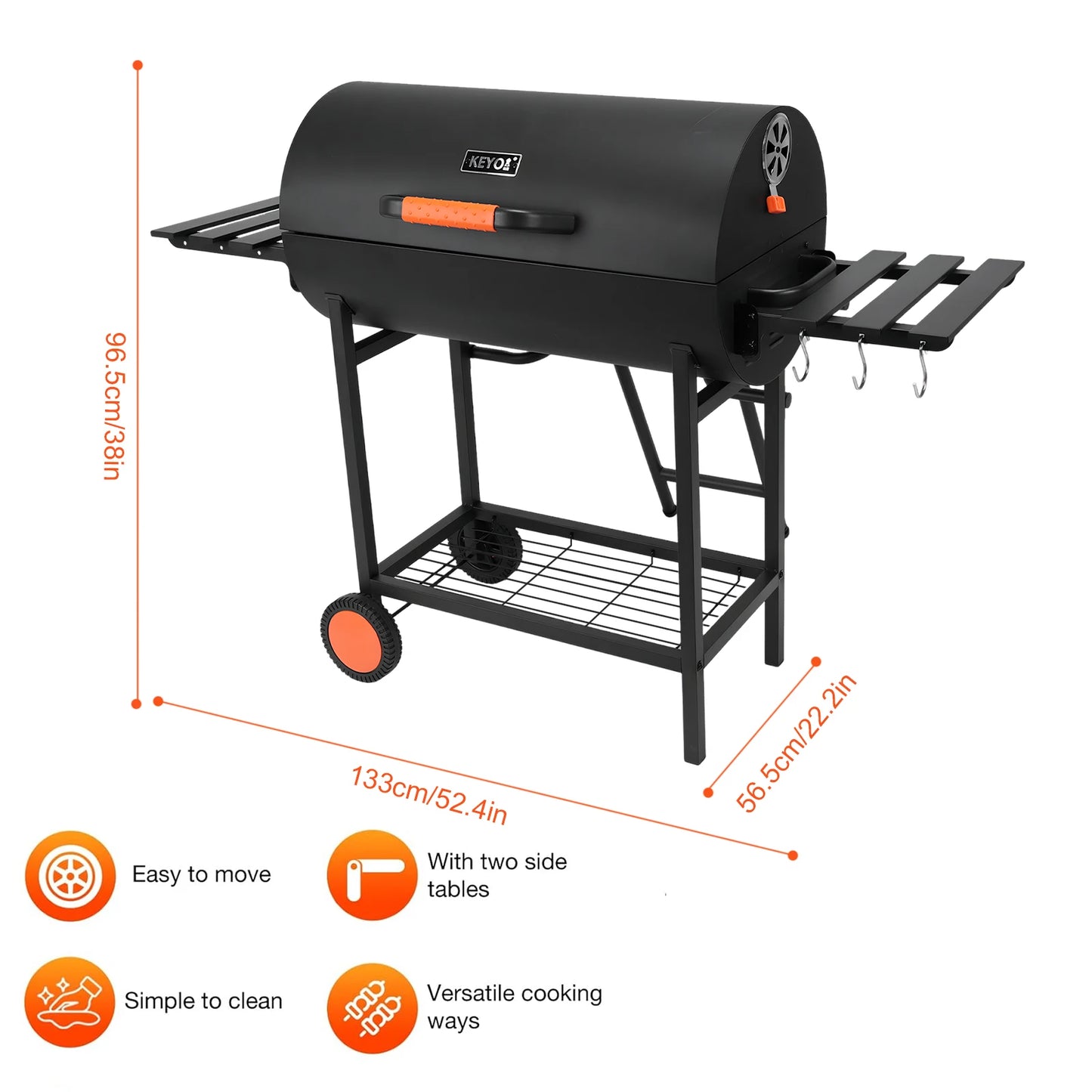 Extra Large Charcoal Barbecue Grill. Outdoor BBQ Grill. Charcoal Barrel Grill for Outdoor Backyard or Picnic Parties