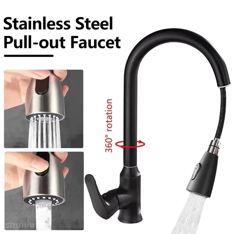 High-quality Stainless Steel Kitchen Basin Sink Vegetable Wash Tank Rotatable Pull-Out Extendable