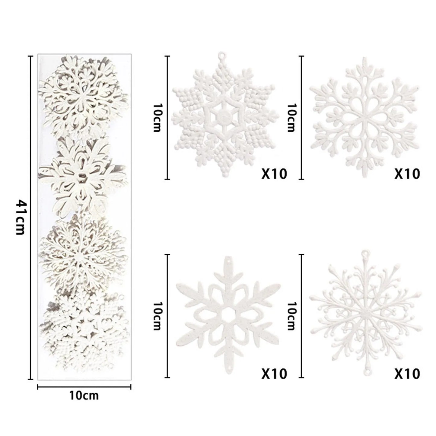 40pcs Christmas Snowflakes Xmas Tree Hanging Winter Decoration