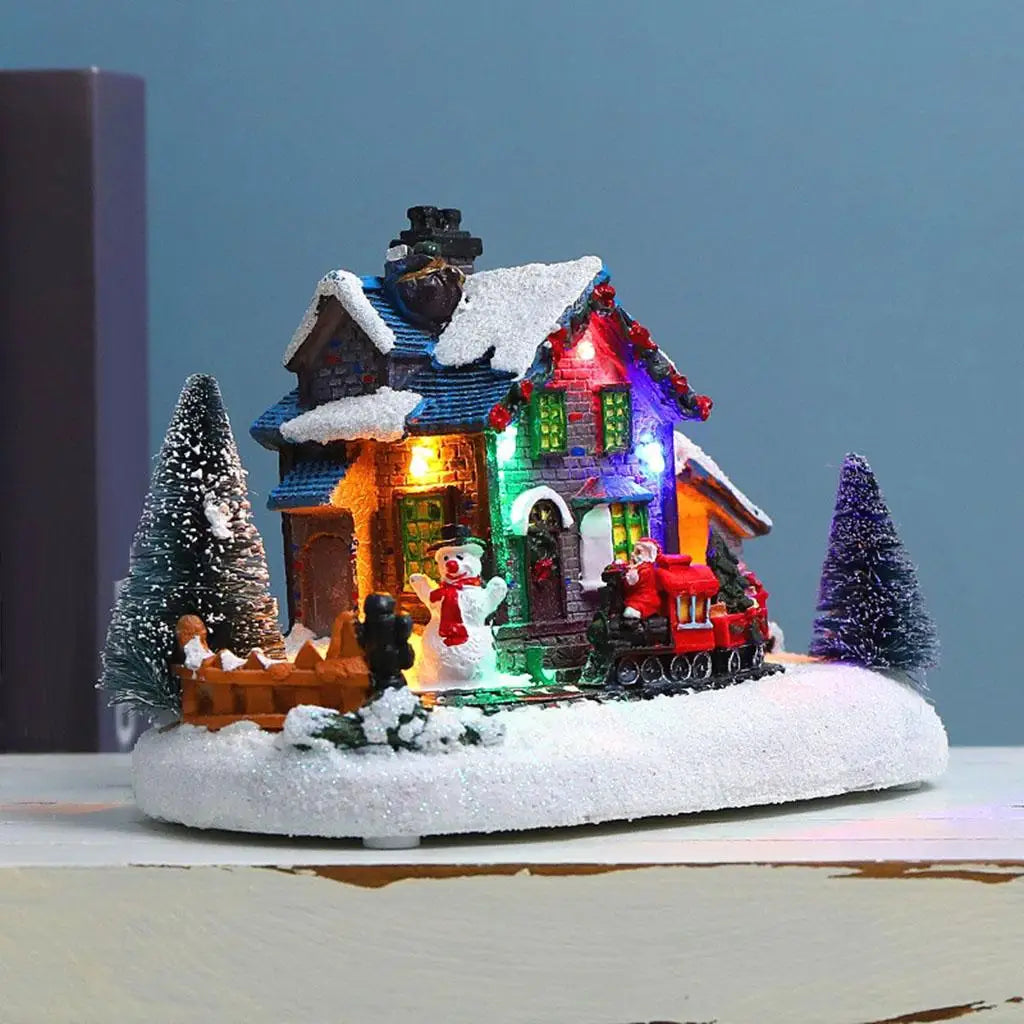 Christmas House Village Farmhouse Light Up LED Snow Buildings Santa