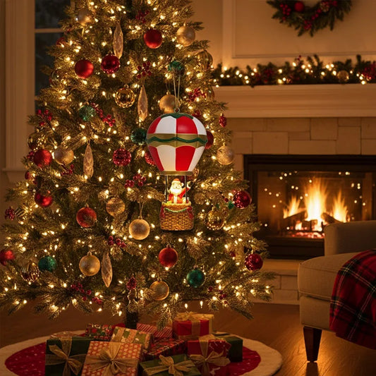 Hot Air Balloon Snowman Santa, Glowing Christmas Santa Claus Decor