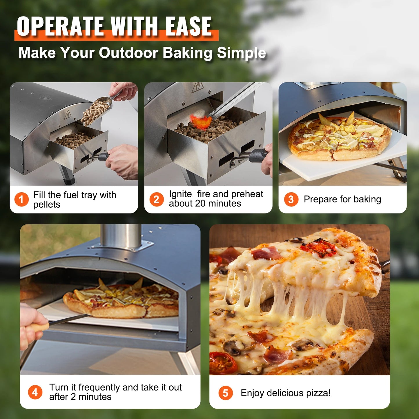 Outdoor Oven Charcoal Stainless Steel Grill&Pizza