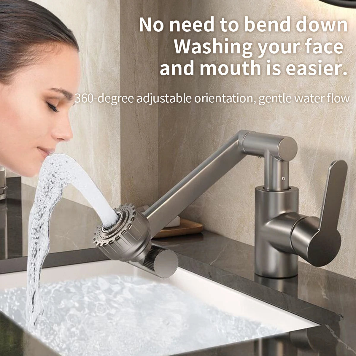 ABS Modern 360 Degree Swivel Kitchen Robotic Arm Faucet with Soft Bubble/shower Dual Mode Flexible Adjustment