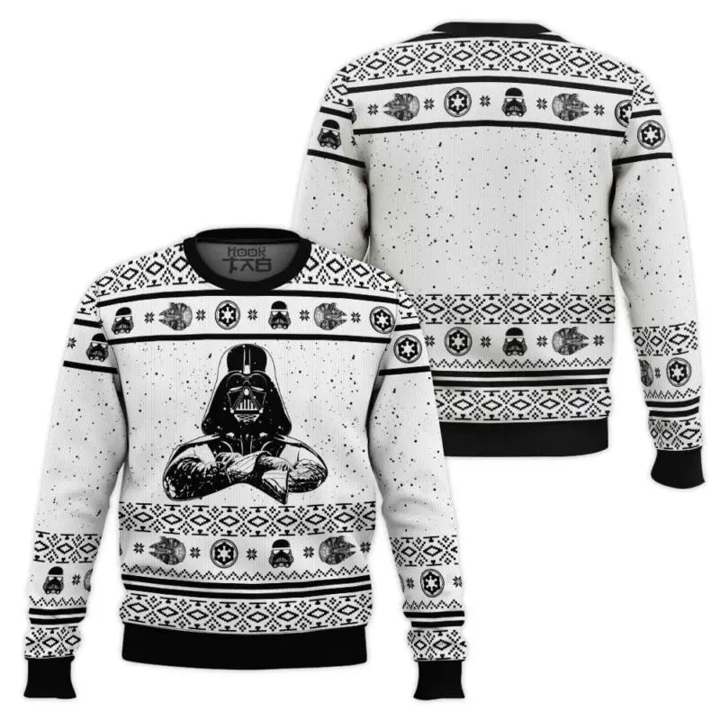 Darth Vader Pattern Christmas Sweater. Funny Holiday Party Pullover Winter Warm Cozy Vintage for Men