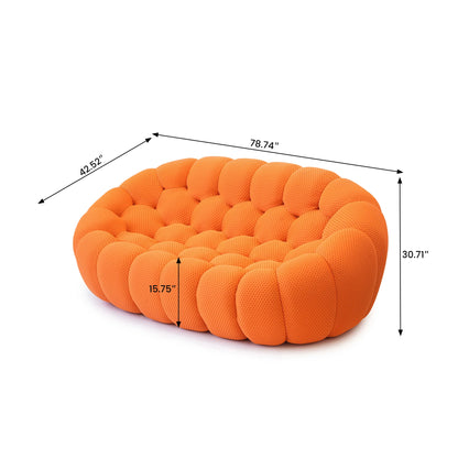 Comfy Modern Mesh Fabric Lazy Floor Sofa Bean with 3D Honeycomb Shape Curved Loveseat Couch For Living Room