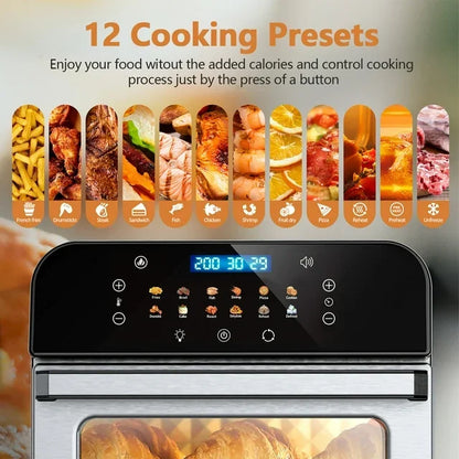 WHALL Toaster Oven, 12QT Air Fryer Oven with 12 Pre-set Cooking Menus, Clear Viewing Window