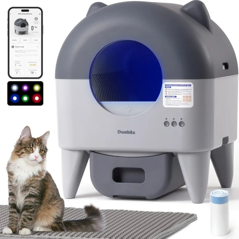 Automatic Cat Litter Box. Extra Large Self Cleaning Litter Box with APP Control, Odor Control for Multi-Cat Compatible