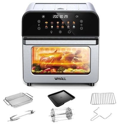 WHALL Toaster Oven, 12QT Air Fryer Oven with 12 Pre-set Cooking Menus, Clear Viewing Window