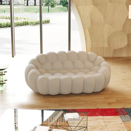 Comfy Modern Mesh Fabric Lazy Floor Sofa Bean with 3D Honeycomb Shape Curved Loveseat Couch For Living Room