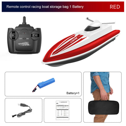 2.4G LSRC-B8 RC High Speed Racing Boat. Waterproof Rechargeable Remote Control Speedboat Toys for boys 14Y+