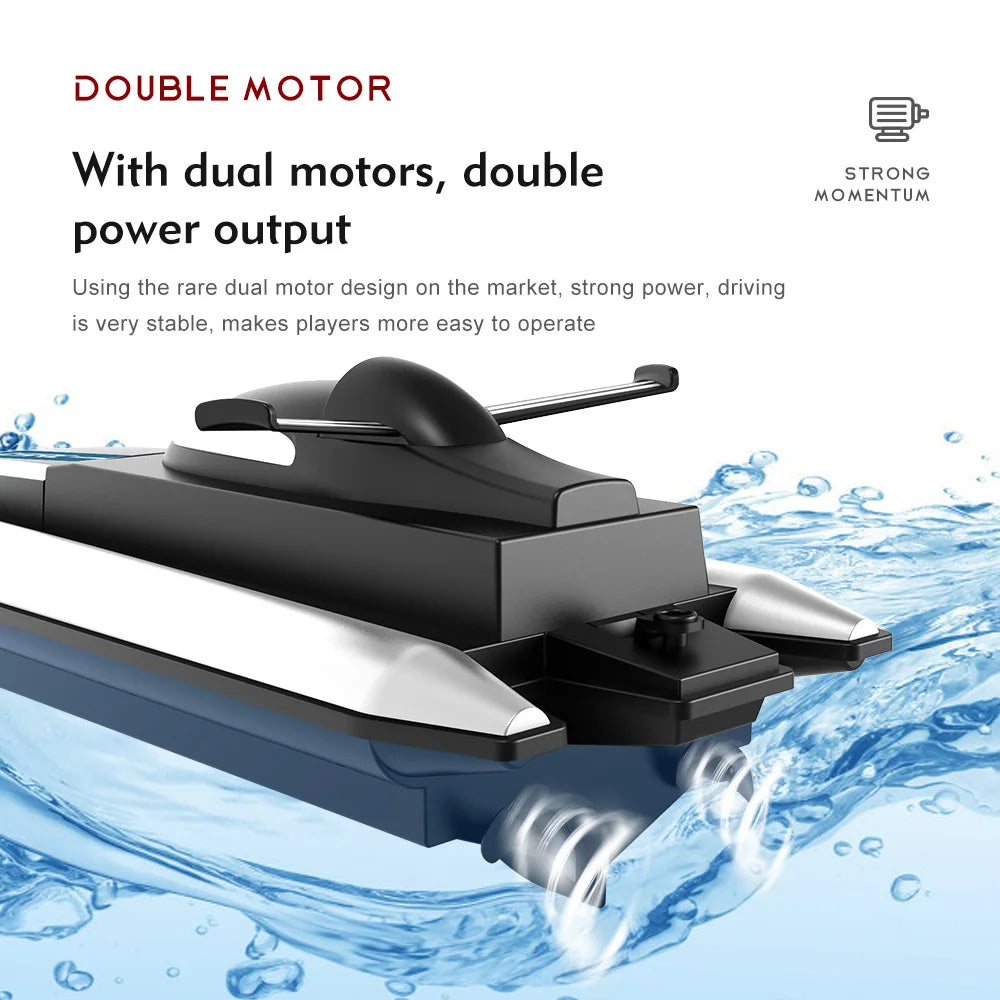 2.4G LSRC-B8 RC High Speed Racing Boat. Waterproof Rechargeable Remote Control Speedboat Toys for boys 14Y+