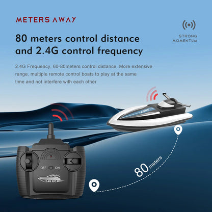 2.4G LSRC-B8 RC High Speed Racing Boat. Waterproof Rechargeable Remote Control Speedboat Toys for boys 14Y+