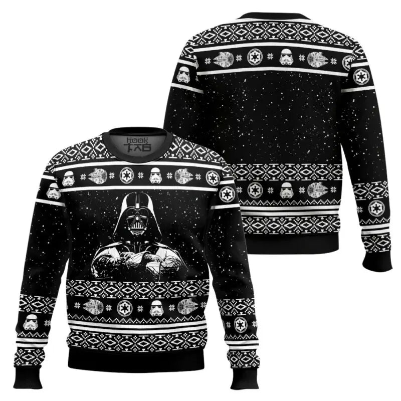 Darth Vader Pattern Christmas Sweater. Funny Holiday Party Pullover Winter Warm Cozy Vintage for Men