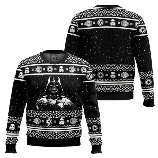 Darth Vader Pattern Christmas Sweater. Funny Holiday Party Pullover Winter Warm Cozy Vintage for Men