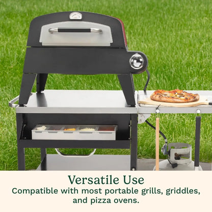 Outdoor Table and Grill Stand, Stainless Steel Folding Table with Wheels, 48” x 24” Prep Station  Home BBQ, Tailgates, Cookouts