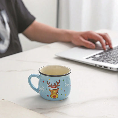 Christmas Ceramic Coffee Mug, Santa, Snowman, Reindeer & Xmas Tree Porcelain Latte Tea Cup Winter Holiday Gift