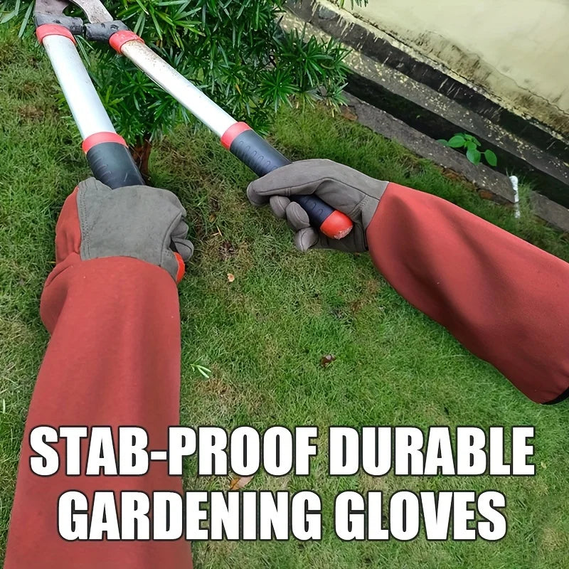 Long Style Gardening Gloves, Thorn Proof Gloves, Canvas Rose Pruning Garden Gloves with Touch Screen Breathable Work Gloves