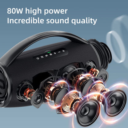 Zealot-S97 80W Portable bluetooth speaker with RGB colorful light, waterproof wireless subwoofer 360 stereo surround TWS FM
