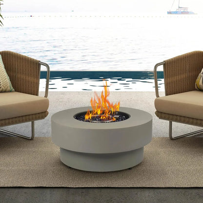 Propane Outdoor Fire Pit Table, Flint & Concrete Look. 32.5-inch Round Patio Propane Fire Table