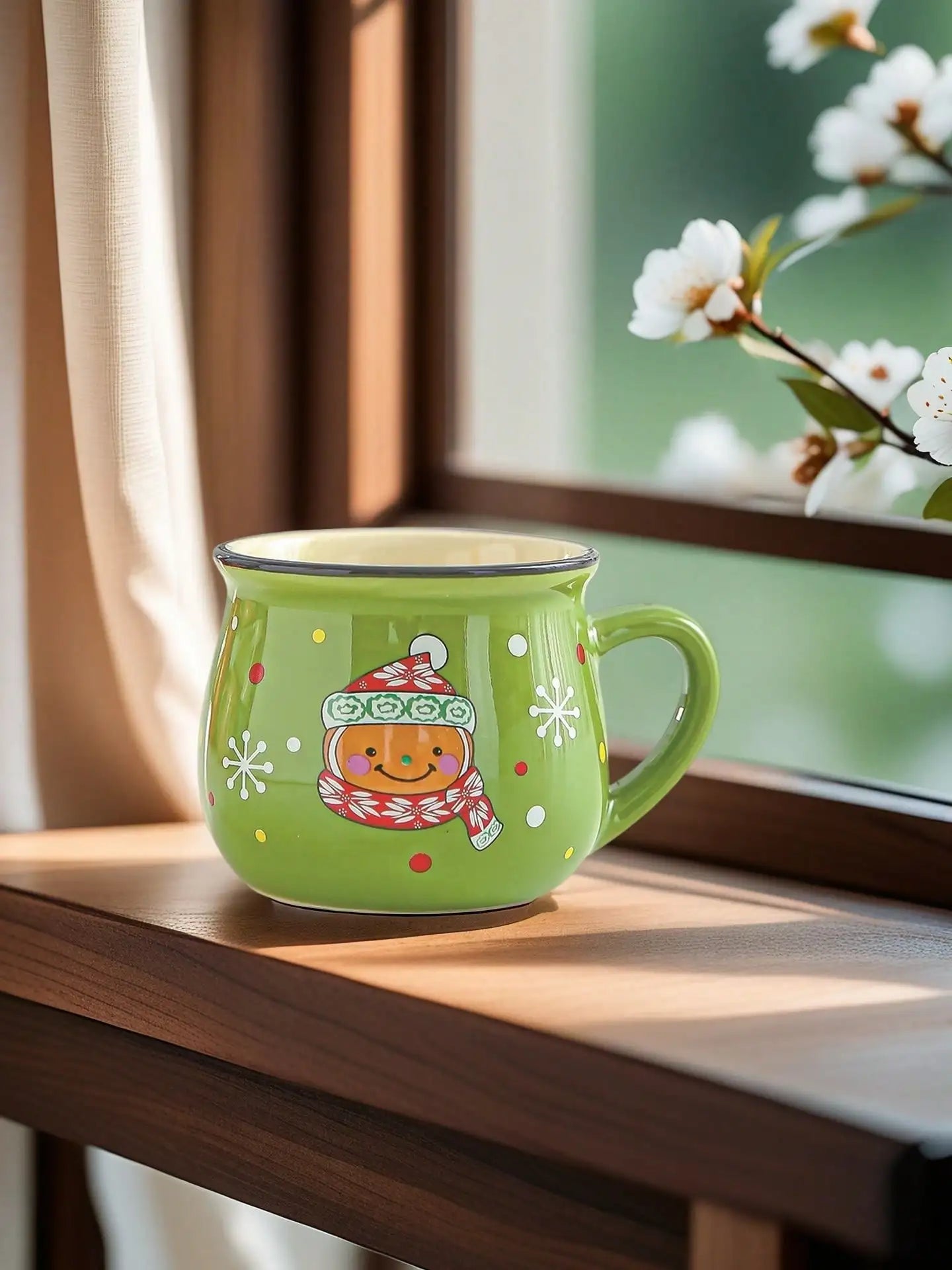 Christmas Ceramic Coffee Mug, Santa, Snowman, Reindeer & Xmas Tree Porcelain Latte Tea Cup Winter Holiday Gift