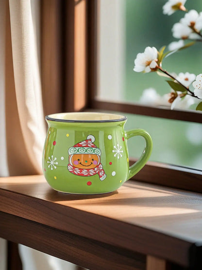 Christmas Ceramic Coffee Mug, Santa, Snowman, Reindeer & Xmas Tree Porcelain Latte Tea Cup Winter Holiday Gift