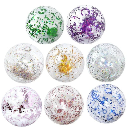 40CM Glitter Inflatable Beach Ball Transparent PVC Sparkle Water Toy 7 Colors Trendy Summer Beach Pool Party Outdoor