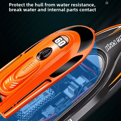 Children 2.4GHz RC Speedboat Toys. 25km/h Waterproof High Speed Electric Remote Control Racing Boat